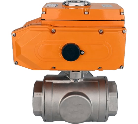 Шаровой кран DN.ru RP.SS316.200.MM.020-ISO L-тип Ду20 Ру63 электропривод ST-005 220В D160-08049 1
