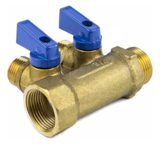 Коллектор Aquasfera латунь, шаровой кран, синий, 3/4", 4 выхода, 1/2", 35 мм 9025-03 027-8992