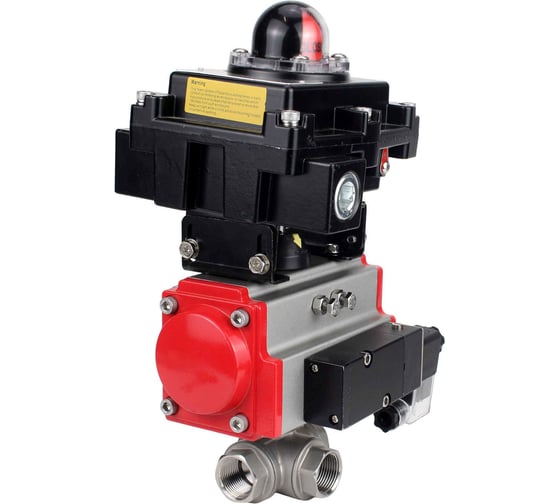 Кран DN.ru RP.SS316.200.MM.080 ISO L-тип Ду80 Ру40 пневмопривод, пневмораспр, БКВ D160-19275 1