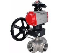 Кран шаровой DN.ru RP.SS316.200.MM ISO 3-ходовой, T-тип, Ду20, Ру63, БКВ, ручной дублёр D160-08339