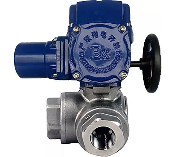 Кран шаровой DN.ru RP.SS316.200.MM ISO 3-ходовой, T-тип, Ду65, Ру63, электропривод 380В D160-16380 1