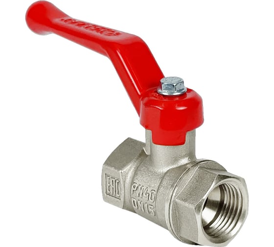 Шаровой кран Valfex N/P59 БИРКА для воды 1 1/2" ВР/ВР ручка-рычаг, латунный никелированный, 11Б27фт1М (8/2) VF.214.NR1.112.N/P59.Bir 1