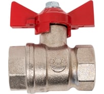 Шаровой кран Valfex N/P59 БИРКА для воды 1/2" ВР/ВР ручка-бабочка, латунный никелированный, 11Б27фт1М (96/24) VF.217.NB1.012.N/P59.Bir