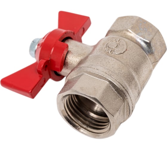 Шаровой кран Valfex N/P59 БИРКА для воды 1/2" ВР/ВР ручка-бабочка, латунный никелированный, 11Б27фт1М (96/24) VF.217.NB1.012.N/P59.Bir