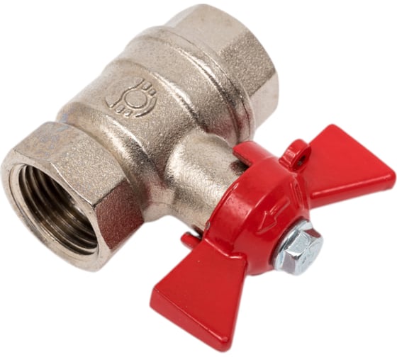 Шаровой кран Valfex N/P59 БИРКА для воды 1/2" ВР/ВР ручка-бабочка, латунный никелированный, 11Б27фт1М (96/24) VF.217.NB1.012.N/P59.Bir