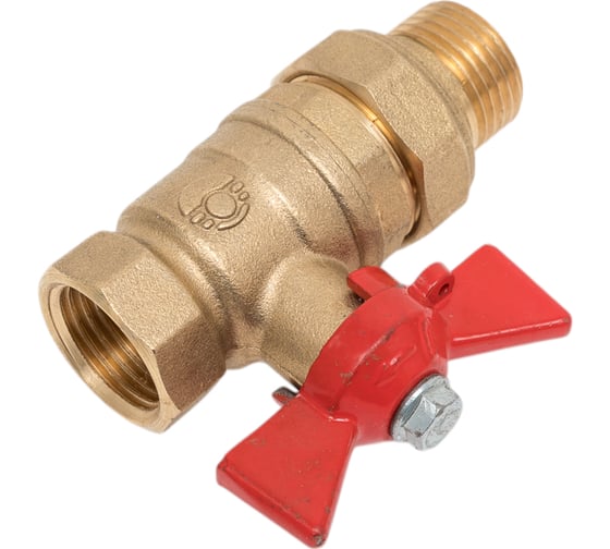 Шаровой кран Valfex N/P59 БИРКА для воды 1/2" ВР/НР ручка-бабочка, американка латунный 11Б27фт1М (80/20) VF.227.LB1.012.N/P59.Bir
