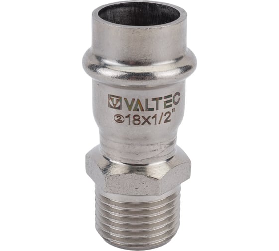 Соединитель из нержавеющей стали VALTEC с наружной резьбой, 18х1/2 VTi.901.I.001804