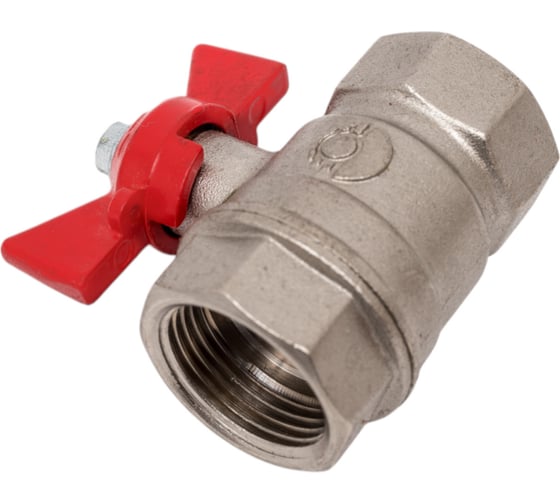 Шаровой кран Valfex N/P59 БИРКА для воды 3/4" ВР/ВР ручка-бабочка, латунный никелированный, 11Б27фт1М (80/20) VF.217.NB1.034.N/P59.Bir