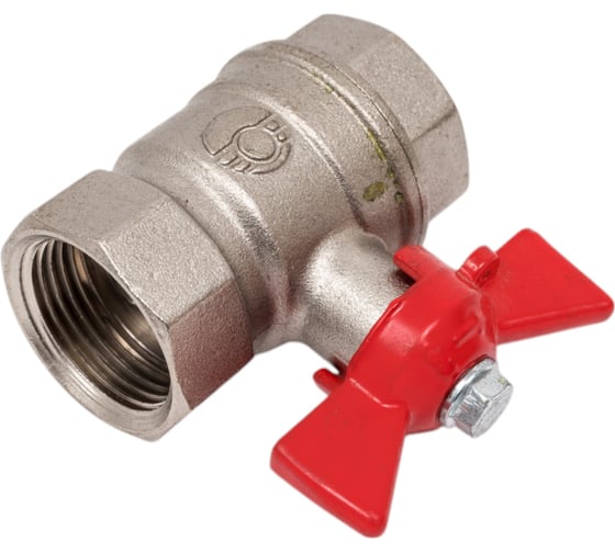 Шаровой кран Valfex N/P59 БИРКА для воды 3/4" ВР/ВР ручка-бабочка, латунный никелированный, 11Б27фт1М (80/20) VF.217.NB1.034.N/P59.Bir