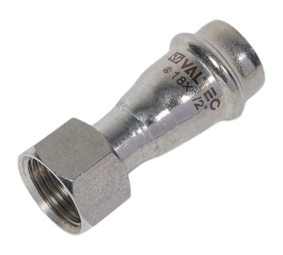 Соединитель из нержавеющей стали VALTEC с накидной гайкой, 18х1/2 VTi.908.I.001804