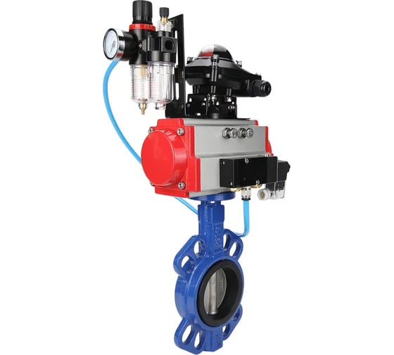 Затвор DN.ru WCB-316L-PTFE Ду40 Ру16 с пневмоприводом, пневмораспределителем, БПВ, БКВ D050-17918 1