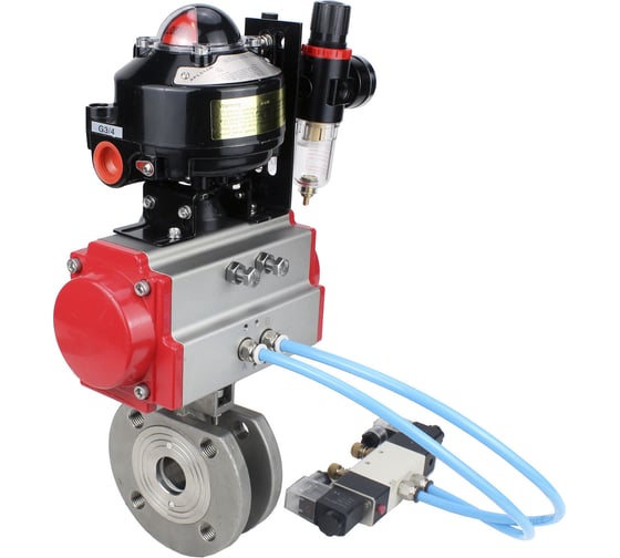 Шаровой кран DN.ru КШмФП.316.200 Ду20 Ру16 пневмопривод, пневмораспред, БКВ, БПВ D160-30382 1