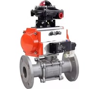 Шаровой кран DN.ru КШФП.316.200 Ду25 Ру40 с пневмоприводом, пневмораспределителем, БКВ D160-30056