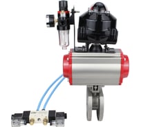 Шаровой кран DN.ru КШмФП.316.200 Ду32 Ру16 пневмопривод, пневмораспред, БКВ, БПВ D160-30384