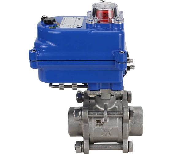 Кран шаровой DN.ru КШПП 316.200-ISO Ду15 Ру63 с электроприводом 003 blue 24В D160-12768