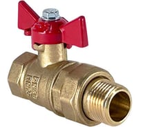Кран шаровой Valfex N/P59 бирка для воды, 1" ВР/НР, ручка бабочка, американка, латунный 11Б27фт1М (24/6) VF.227.LB1.100.N/P59.Bir