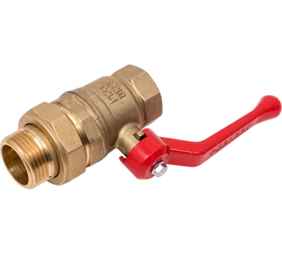 Кран шаровой Valfex N/P59 бирка для воды, 1" ВР/НР, ручка рычаг, американка, латунный 11Б27фт1М (24/6) VF.225.LR1.100.N/P59.Bir