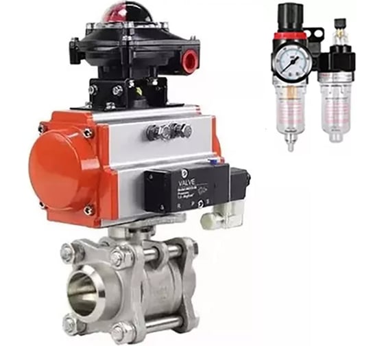 Шаровой кран DN.ru КШПП 316.200 Ду32 Ру63 с пн.приводом, пн.распределителем, БПВ, БКВ D150-00475 1