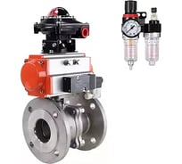 Шаровой кран DN.ru КШФП.316.200 Ду100 Ру16 с пневмоприводом, пневмораспределителем, БПВ, БКВ D150-00605