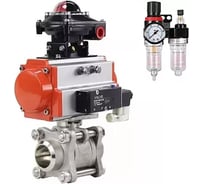 Шаровой кран DN.ru КШПП 316.200 Ду80 Ру25 с пн.приводом, пн.распределителем, БПВ, БКВ D150-00401