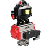 Шаровой кран DN.ru КШФП.316.200 Ду80 Ру16 с пневмоприводом, пневмораспределителем, БКВ D160-29460