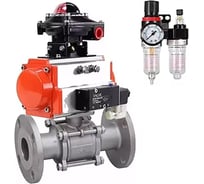 Шаровой кран DN.ru КШФПТ-ISO.316.180 Ду20 Ру40, с пневмоприводом, пневмораспределителем, БПВ, БКВ D150-00355