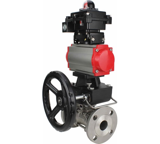 Шаровой кран DN.ru КШФПТ-ISO.316.180 Ду32 Ру40 с пневмоприводом, БКВ, дублером D160-19429 1