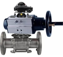 Шаровой кран DN.ru КШФПТ-ISO.304.180 Ду65 Ру25 с пневмоприводом, БКВ D160-31001