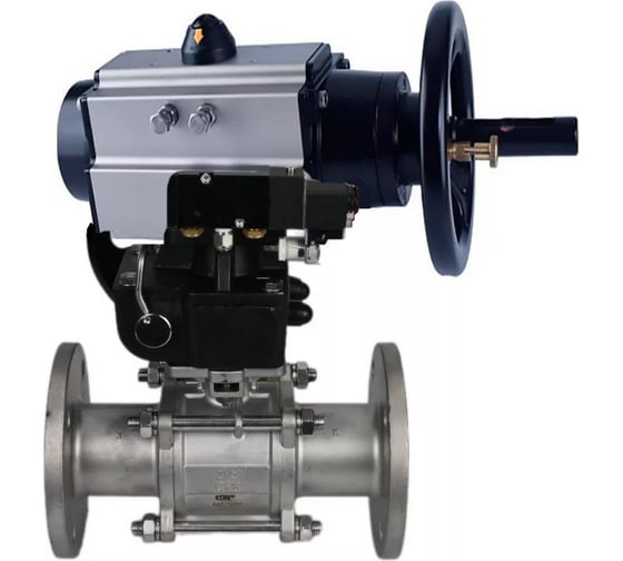 Кран шаровый DN.ru КШФПТ-ISO 3-составной Ду65 Ру25, ручной дублёр D160-31095 1