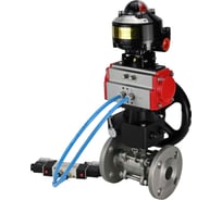 Шаровой кран DN.ru КШФПТ-ISO.304.180 Ду65 Ру25, с пневмоприводом, пневмораспределителем, БКВ, дублер D150-00703