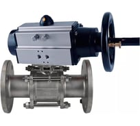 Шаровой кран DN.ru КШФПТ-ISO.316.180 Ду80 Ру25 с пневмоприводом D160-31008