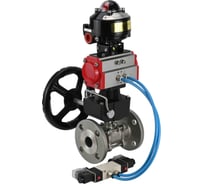 Шаровой кран DN.ru КШФПТ-ISO.304.180 Ду80 Ру25, с пневмоприводом, пневмораспределителем, БКВ, дублер D150-00784