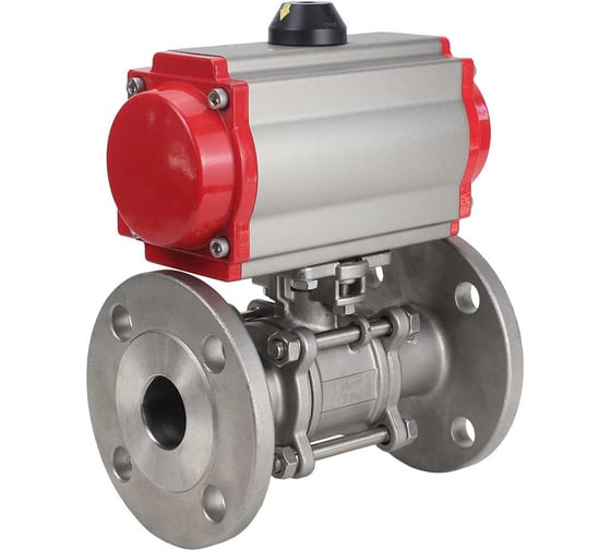 Шаровой кран DN.ru КШФПТ-ISO.316.180 Ду80 Ру25 с пневмоприводом D160-10080