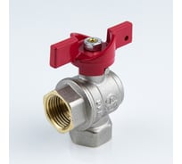 Кран шаровой латунный Aquasfera 1008 Euro никелированный, Ду15, Ру40, муфта/муфта, полнопроходной, угловой, бабочка 1008-01 109-0435