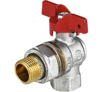 Кран шаровой латунный Aquasfera 1011 Euro никелированный, Ду20, Ру40, муфта/американка, полнопроходной, угловой, бабочка 1011-02 109-0439