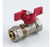 Кран шаровой латунный Aquasfera 1016 Euro никелированный, Дн20x1/2", Ру16, муфта/обжим, бабочка 1016-02 109-0445