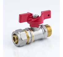 Кран шаровой латунный Aquasfera 1017 Euro никелированный, Дн16x1/2", Ру16, резьба/обжим, бабочка 1017-01 109-0447