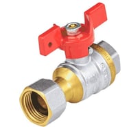 Кран шаровой латунный Aquasfera 1022 Euro никелированный, Ду20, Ру30, муфта/накидная гайка, полнопроходной, бабочка 1022-02 107-0451