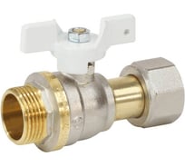 Кран шаровой латунный Aquasfera 1122 Standard никелированный, Ду20, Ру30, резьба/накидная гайка, полнопроходной, бабочка 1122-02 107-8063