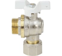 Кран шаровой латунный Aquasfera 1123 Standard никелированный, Ду20, Ру30, резьба/накидная гайка, угловой, бабочка 1123-02 107-8055