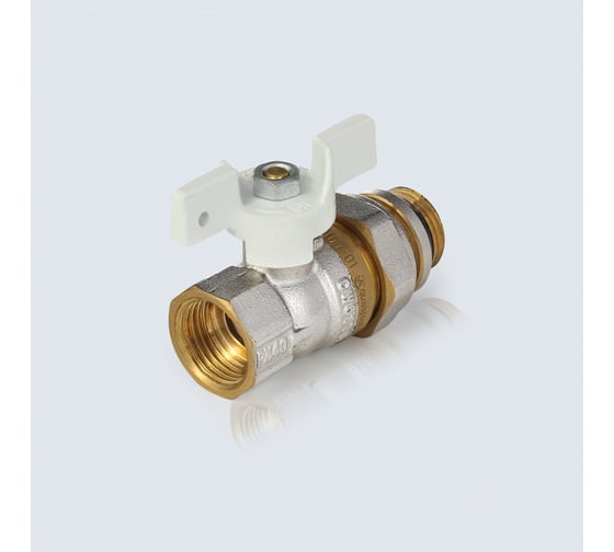 Кран шаровой латунный Aquasfera 1127 Standard никелированный, Ду20, Ру30, муфта/американка, полнопроходной, бабочка 1127-02 107-8065