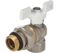 Кран шаровой латунный Aquasfera 1128 Standard никелированный, Ду20, Ру30, муфта/американка, полнопроходной, угловой, бабочка 1128-02 107-8067