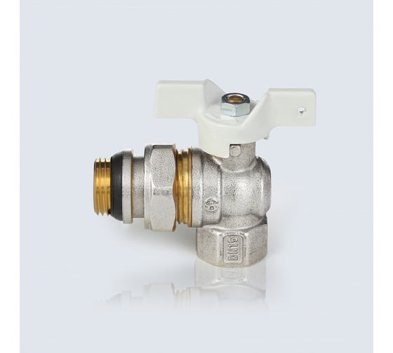 Кран шаровой латунный Aquasfera 1128 Standard никелированный, Ду20, Ру30, муфта/американка, полнопроходной, угловой, бабочка 1128-02 107-8067