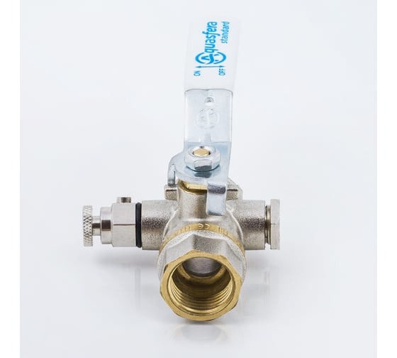 Кран шаровой латунный Aquasfera 1132 Standard никелированный, Ду15, Ру40, муфта/муфта, рычаг, с воздухоотводчиком 1132-01 107-8253