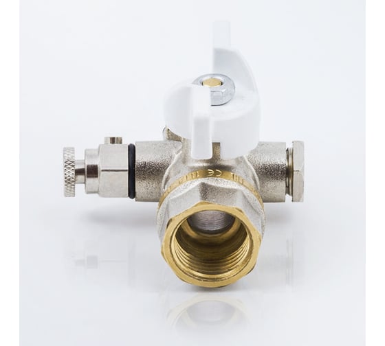 Кран шаровой латунный Aquasfera 1133 Standard никелированный, Ду15, Ру40, муфта/муфта, бабочка, с воздухоотводчиком 1133-01 107-8256