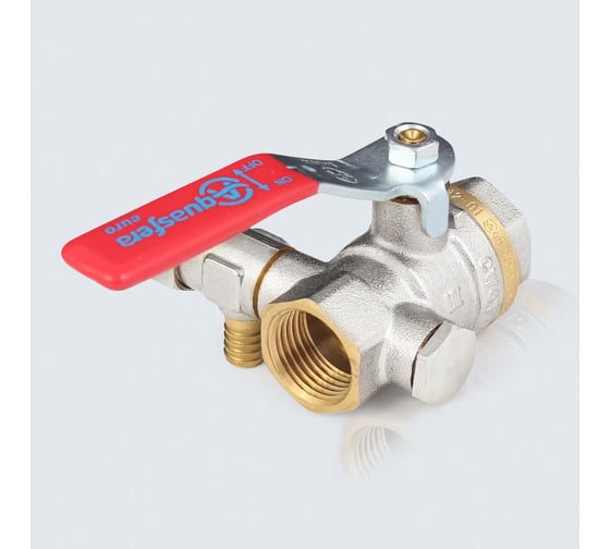 Кран шаровой латунный со спускником Aquasfera 1012 Euro Ду25, Ру25, муфта/муфта, полнопроходной, рычаг 1012-03 109-0455 1