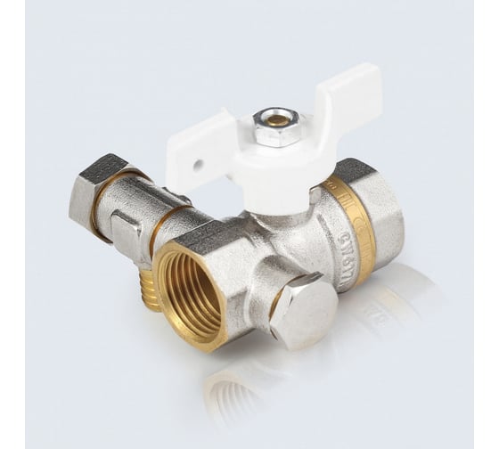 Кран шаровой латунный со спускником Aquasfera 1113 Standard Ду15, Ру40, муфта/муфта, полнопроходной, бабочка 1113-01 107-7420