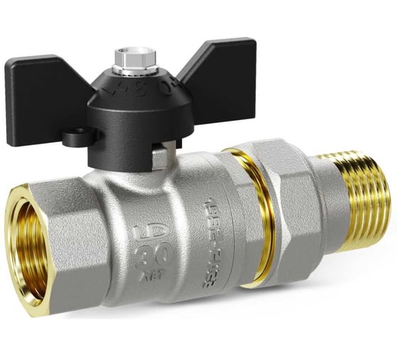 Кран шаровой латунь никель LD Pride Ду 25 Ру40 ВР американка полнопроходной 007-8019 544843 1