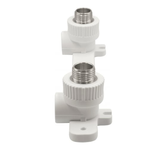 Комбинированный уголок VRT 20х1/2 нар., с креплением, двойной, белый EVER plast 538273
