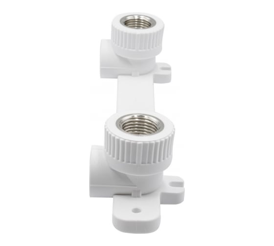 Комбинированный уголок VRT 20х1/2 вн., с креплением, двойной, белый, EVER plast 538274